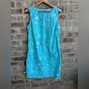 Lilly Pulitzer Turquoise Shell Patterned Dress Size 10